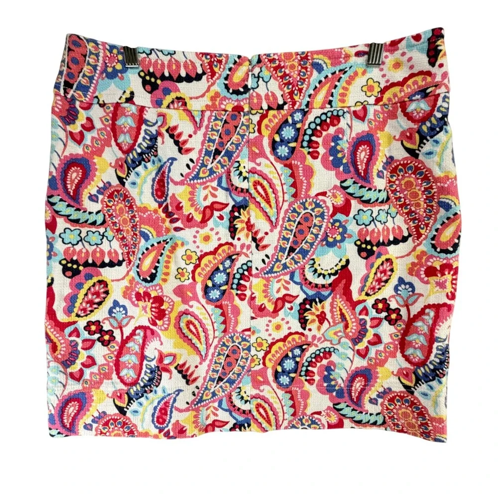 Talbots Pencil Skirt Women 12 Persian Pink Multicolor Floral Paisley Preppy Boho - Picture 5 of 13